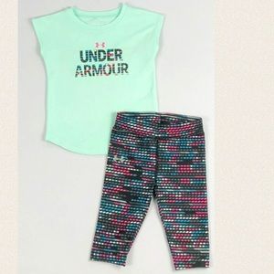 ♦️UA 2Pc Tee & Capri legging Set Girls 5